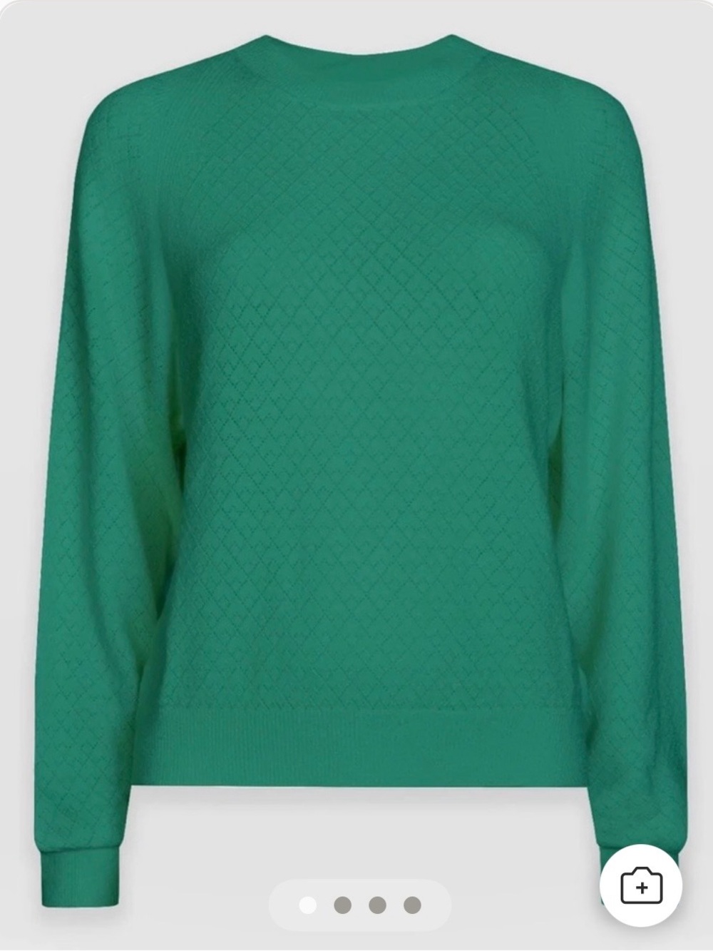 Saint & Sofia Diamond Knit Crewneck Sweater in Emerald Green